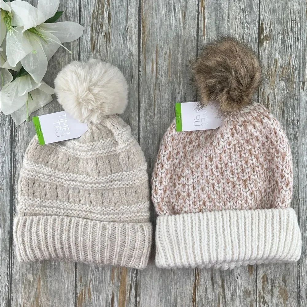 Women's Birdseye & Pointelle Beanie Winter Hats 2-Pack